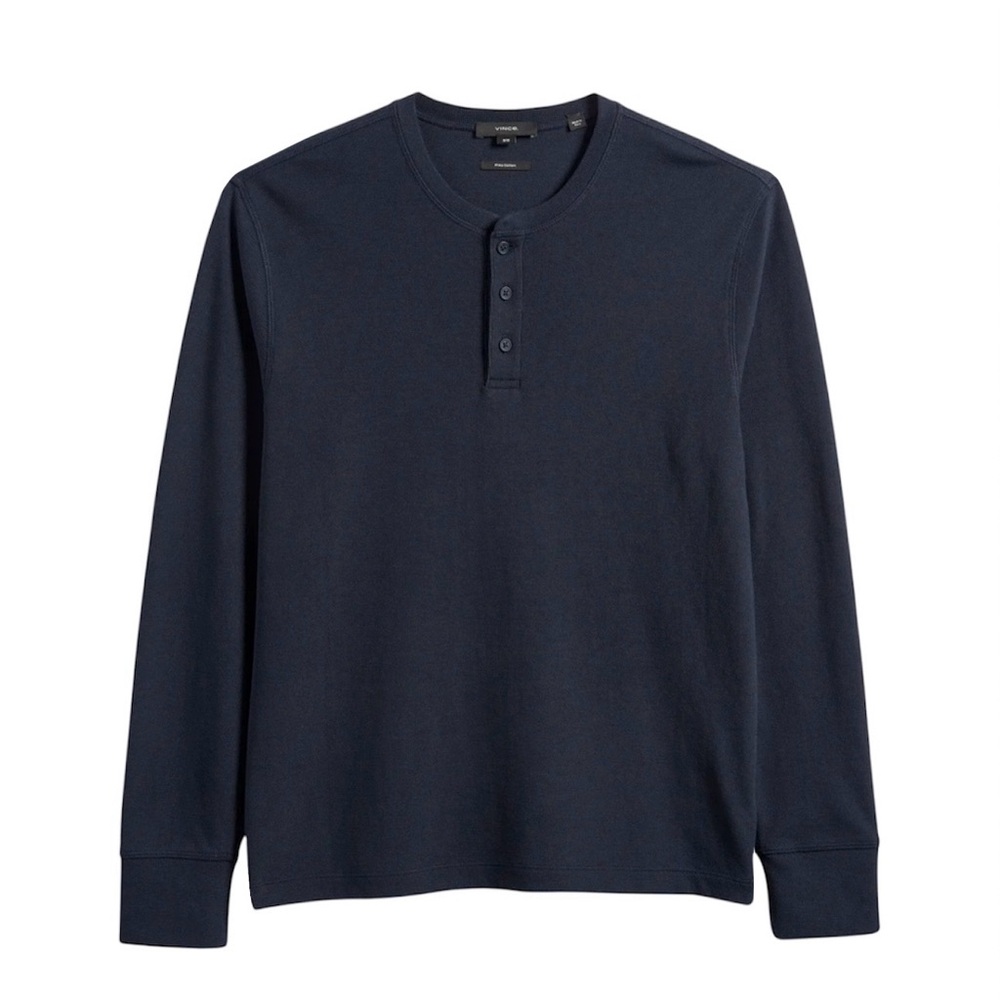 VINCE Men's Slub Long Sleeve Henley Tee
